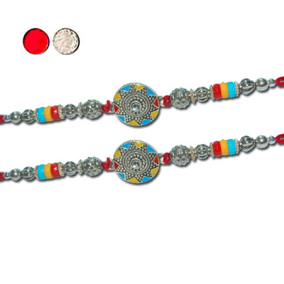 "Zardosi Rakhi - ZR-5530 A-Code096 (2 RAKHIS) - Click here to View more details about this Product
